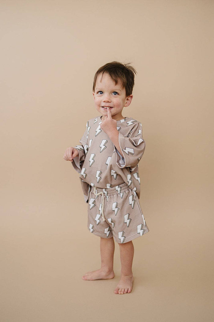 Lucky Panda Kids Shorts Set - Electric Beige (Final Sale)
