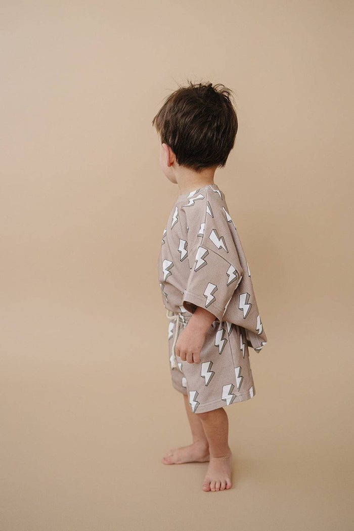 Lucky Panda Kids Shorts Set - Electric Beige (Final Sale)