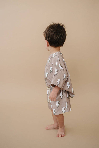 Lucky Panda Kids Shorts Set - Electric Beige (Final Sale)