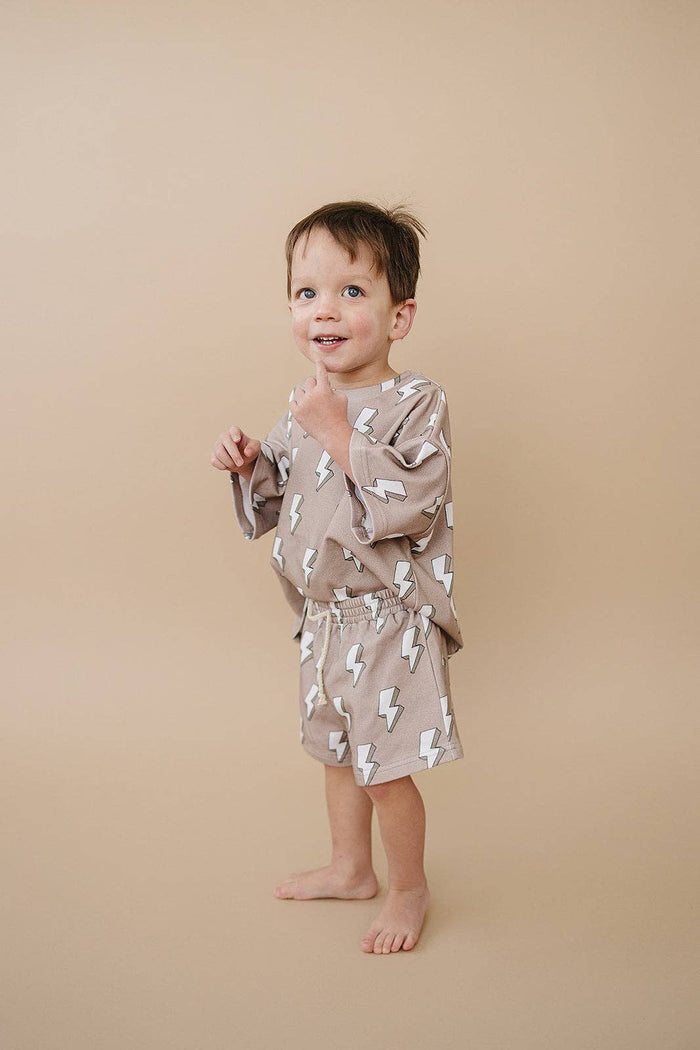 Lucky Panda Kids Shorts Set - Electric Beige (Final Sale)