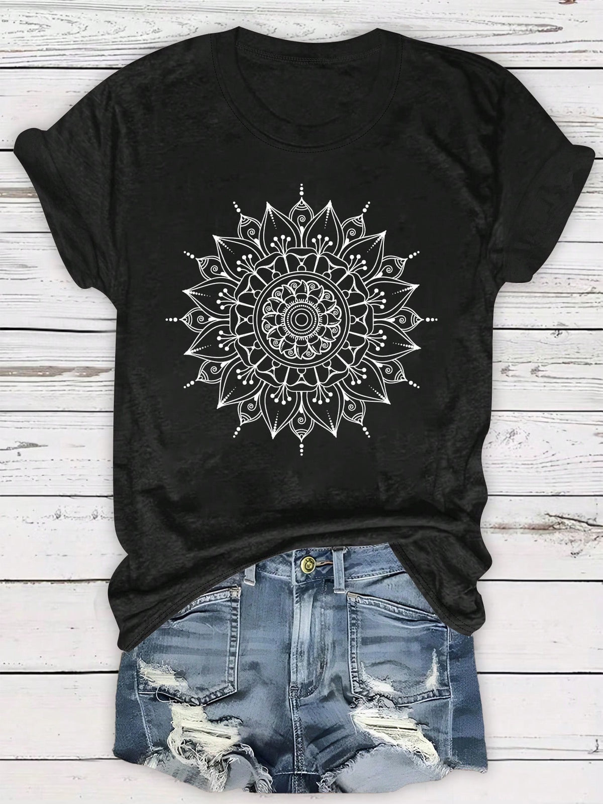 LUNE Plus Size Women Casual Floral Print T-Shirt, Summer