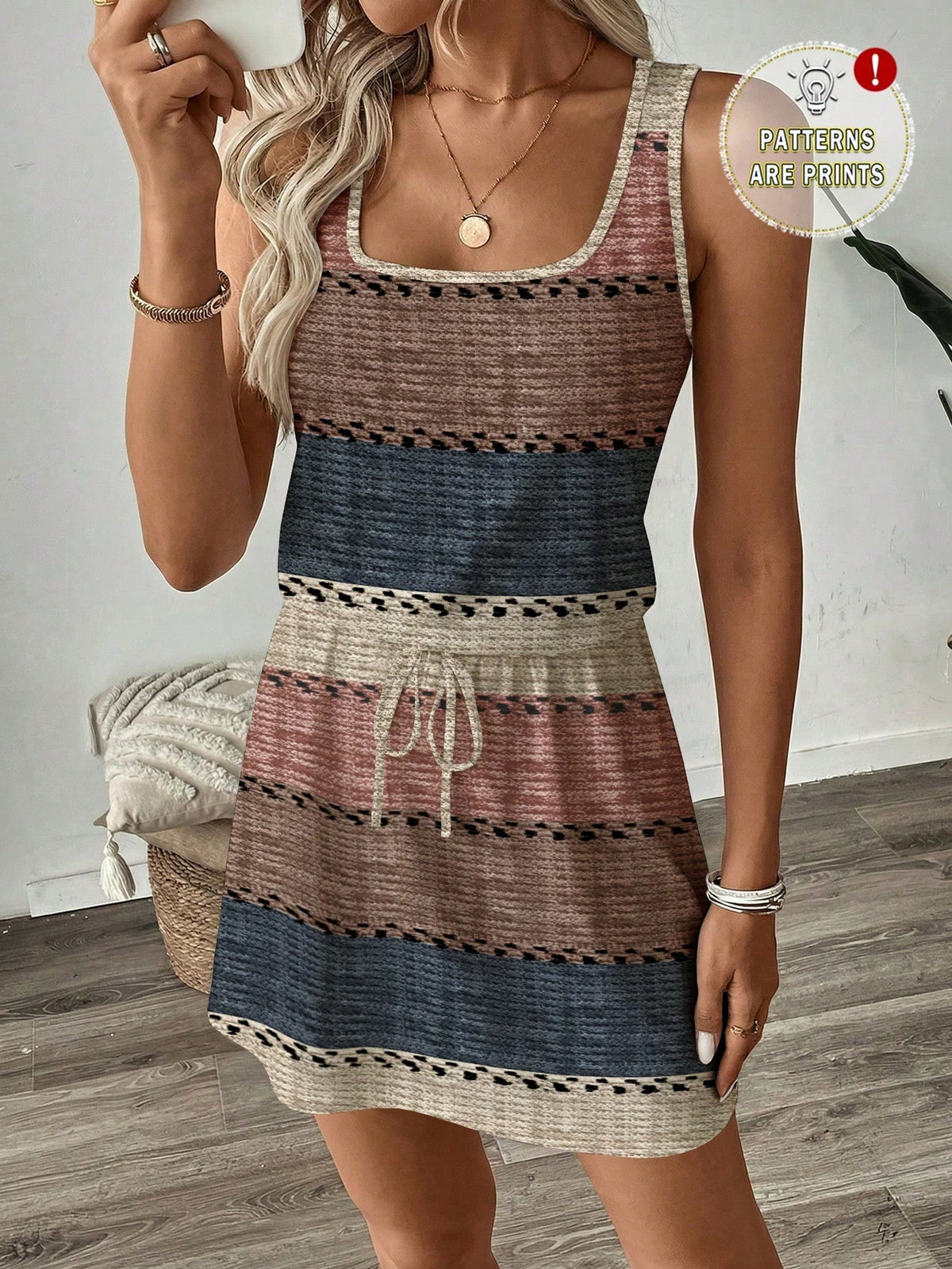 LUNE Women's Casual Boho Printed Short Dress, Suitable For Spring And Summer,Summer Dresses For Women Vacation Navy Blue Floral