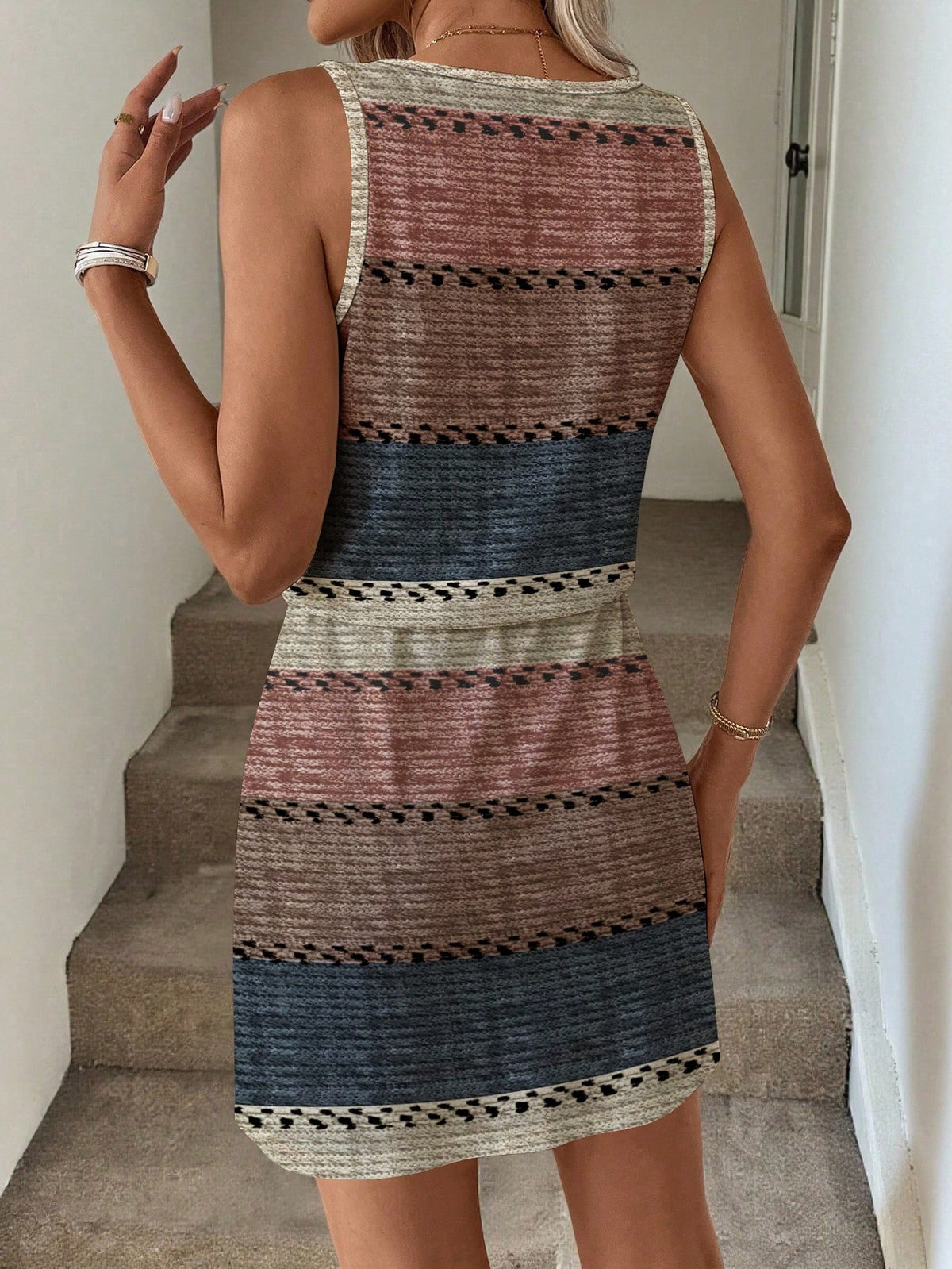 LUNE Women's Casual Boho Printed Short Dress, Suitable For Spring And Summer,Summer Dresses For Women Vacation Navy Blue Floral
