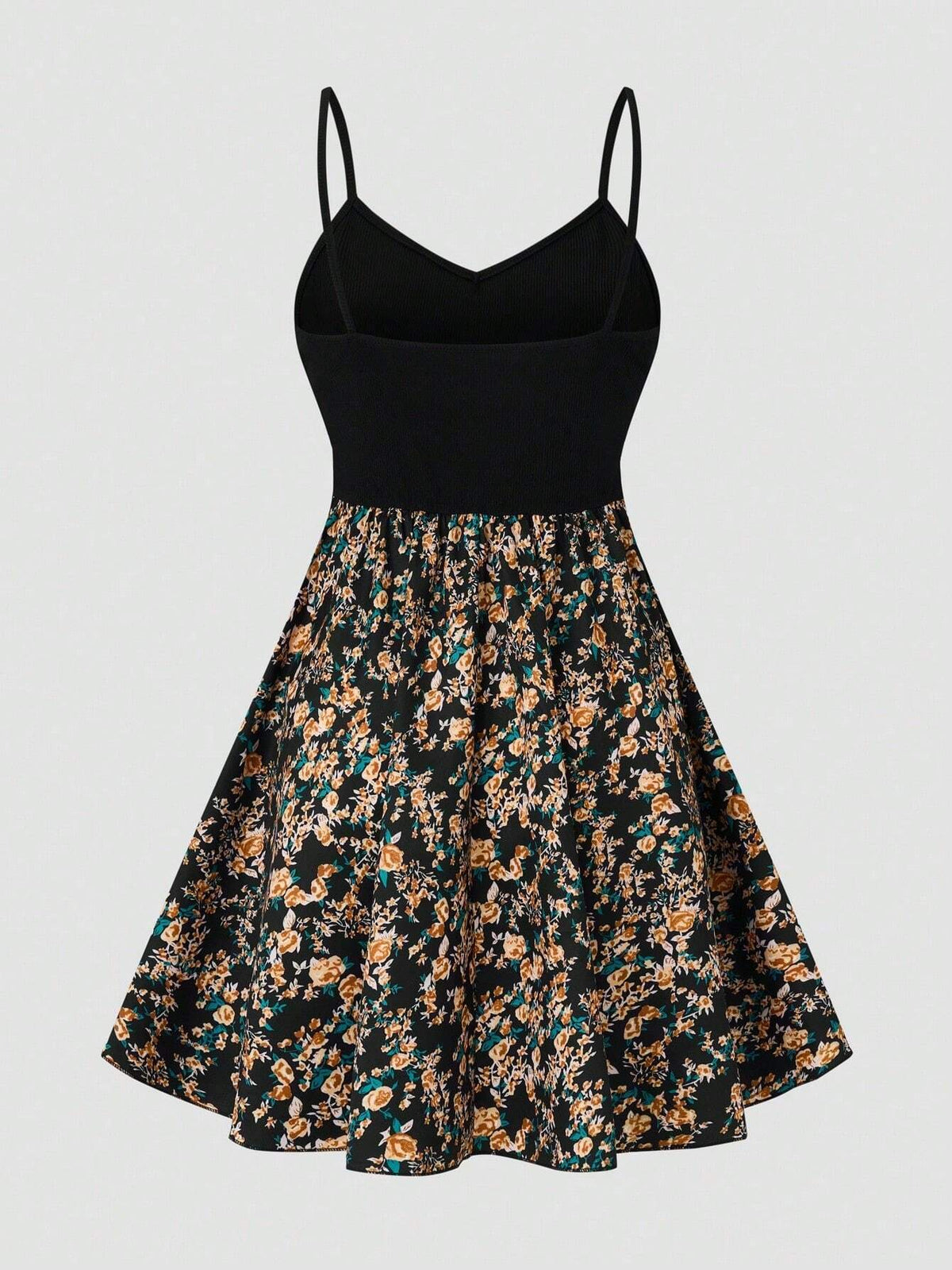 LUNE Women's Ditsy Floral Print Splice Strappy Dress