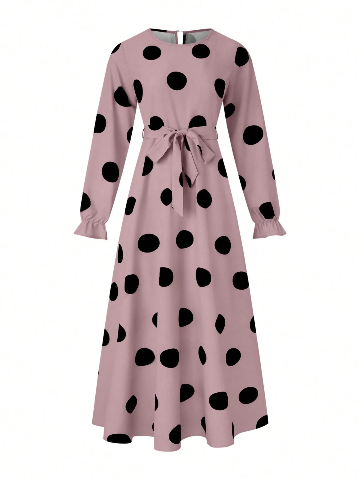LUNE Women's Simple Polka Dot Printed Daily Dress Maxi Women Outfit Fall Cloth For Women