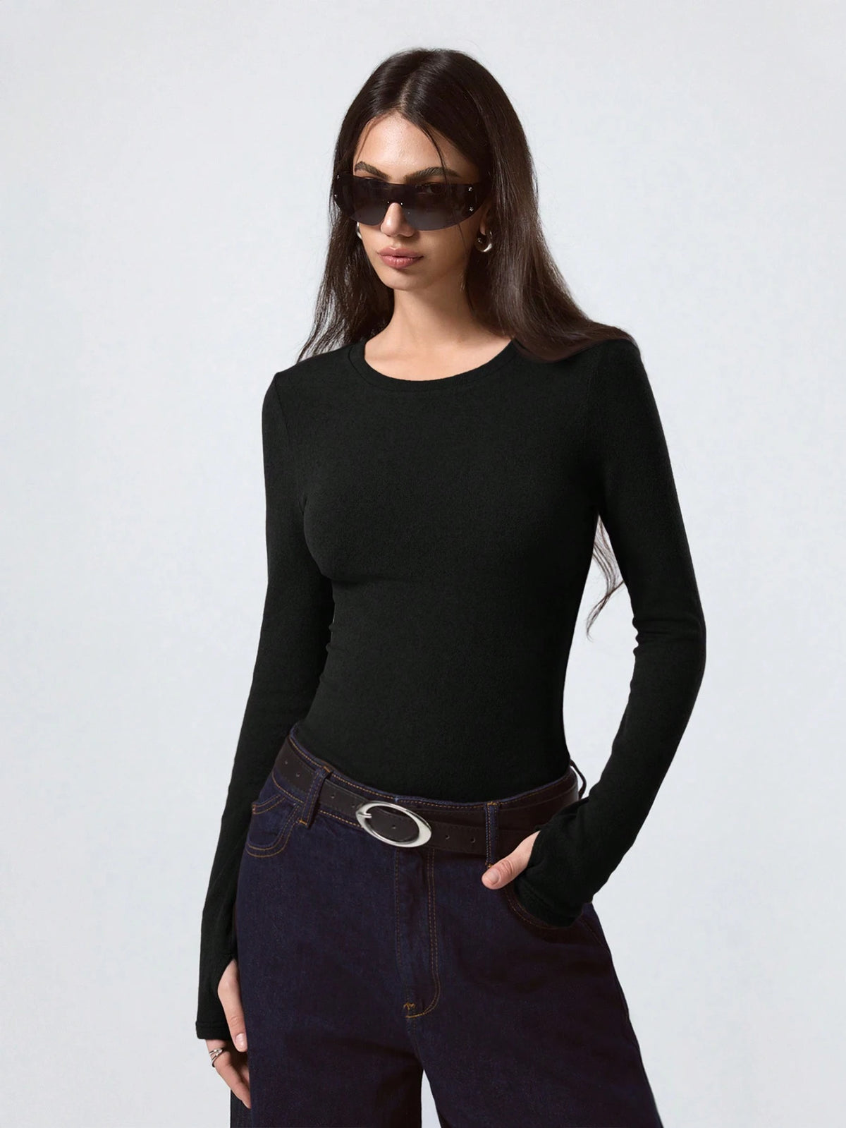 LYSMO Women Solid Color Long Sleeve Basic Casual Simple Style Fitted T-Shirt, Summer Outfits, Beach For Holiday Top