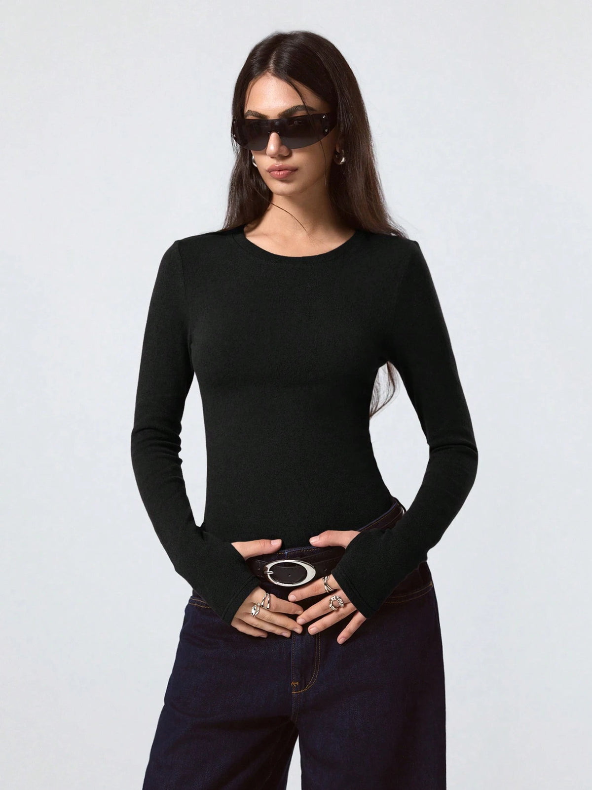 LYSMO Women Solid Color Long Sleeve Basic Casual Simple Style Fitted T-Shirt, Summer Outfits, Beach For Holiday Top