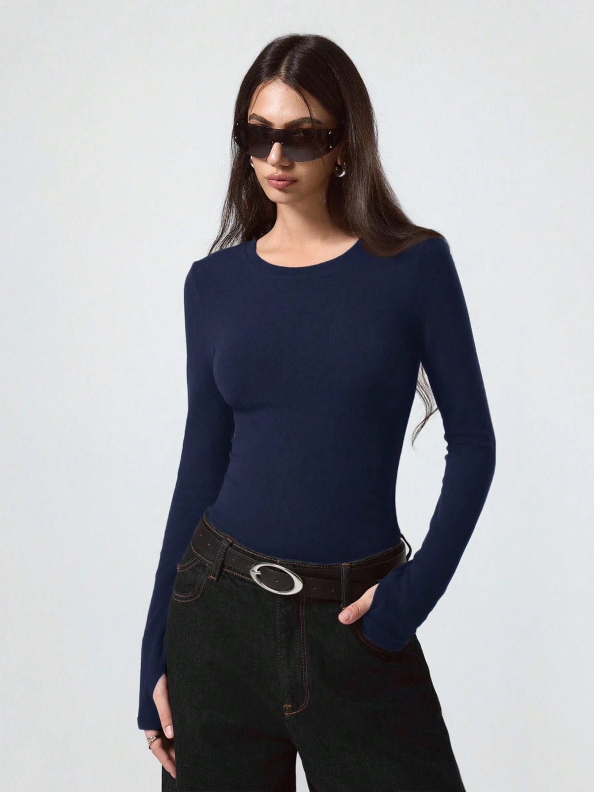 LYSMO Women Solid Color Long Sleeve Basic Casual Simple Style Fitted T-Shirt, Summer Outfits, Beach For Holiday Top