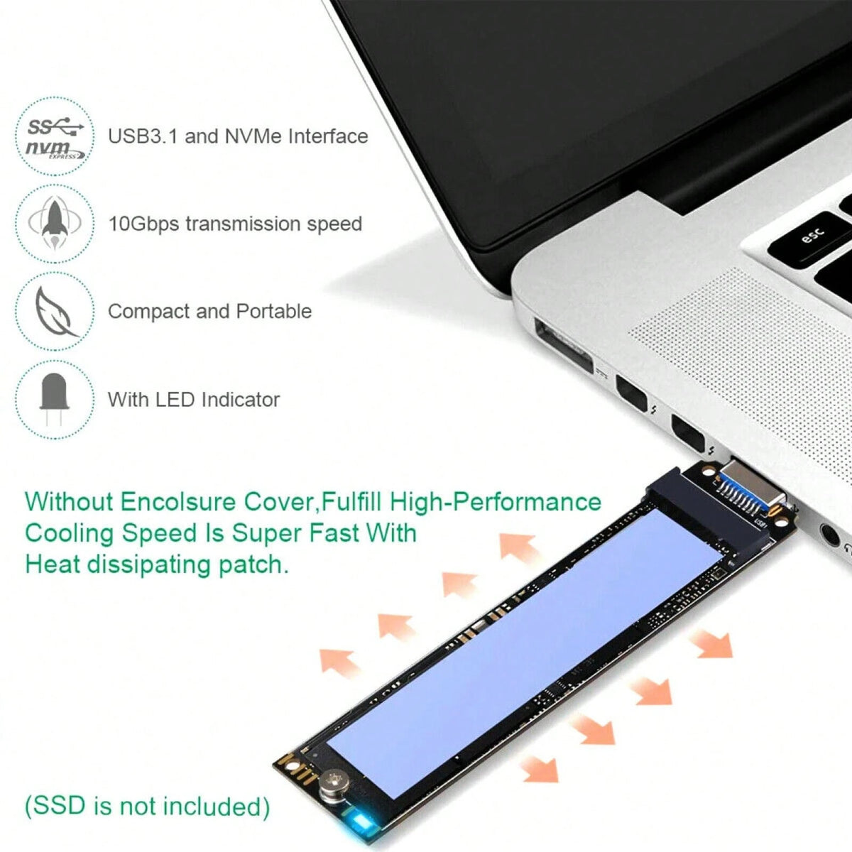 M.2 Interface NVME SSD To USB 3.1 Adapter For PCIe NVMe Based M Key B+M Key SSD