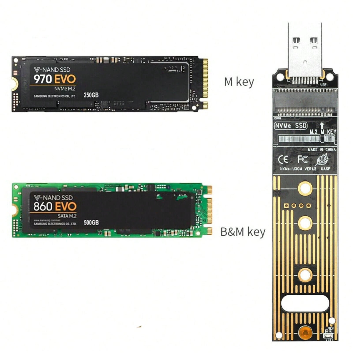 M.2 Interface NVME SSD To USB 3.1 Adapter For PCIe NVMe Based M Key B+M Key SSD