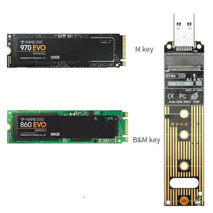 M.2 Interface NVME SSD To USB 3.1 Adapter For PCIe NVMe Based M Key B+M Key SSD