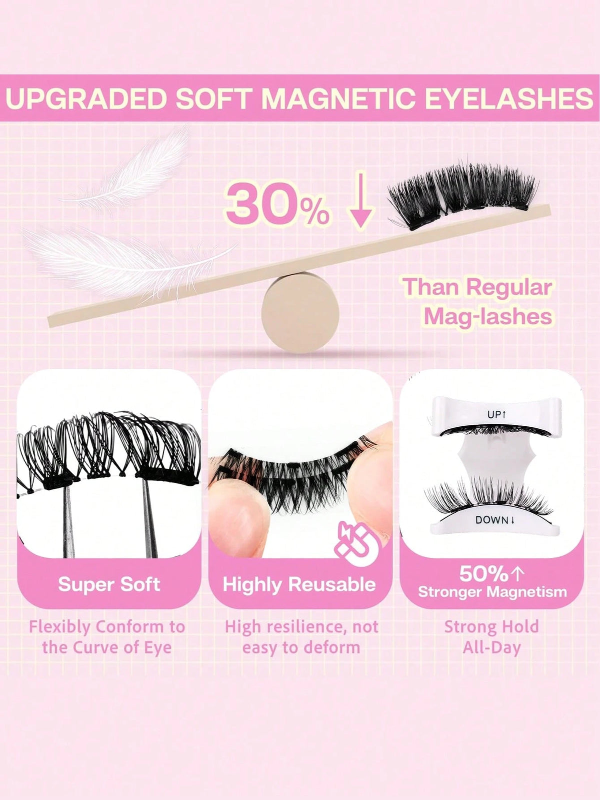 Magnetic Eyelashes 2 Pairs Reusable Magnetic Eyelashes With Applicator No Glue Needed Cat Eye Natural Eyelashes Easy To Wear And Remove