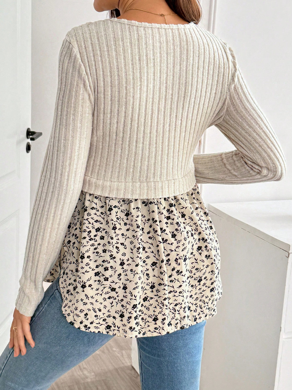 Maternity Floral Patchwork Nursing Top Fall