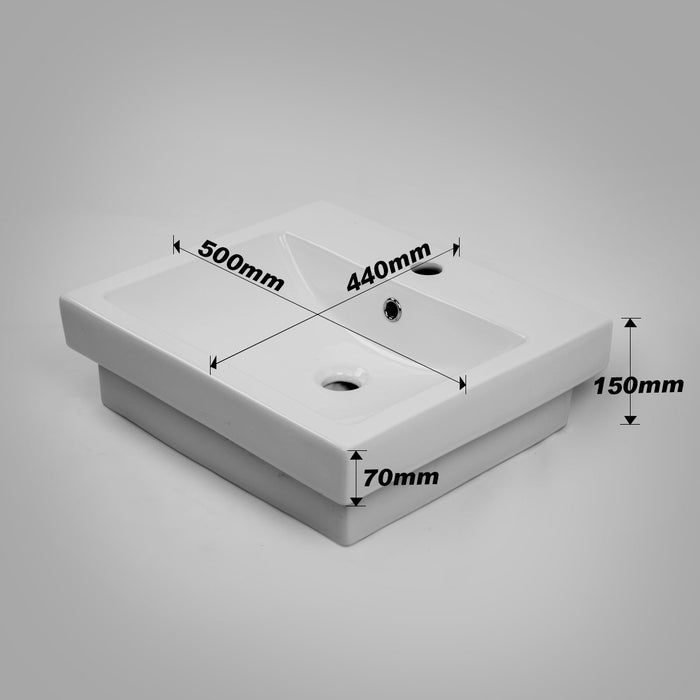 MEGGA-2 Half Inset Square Basin 1 Tap Hole Basins ECT