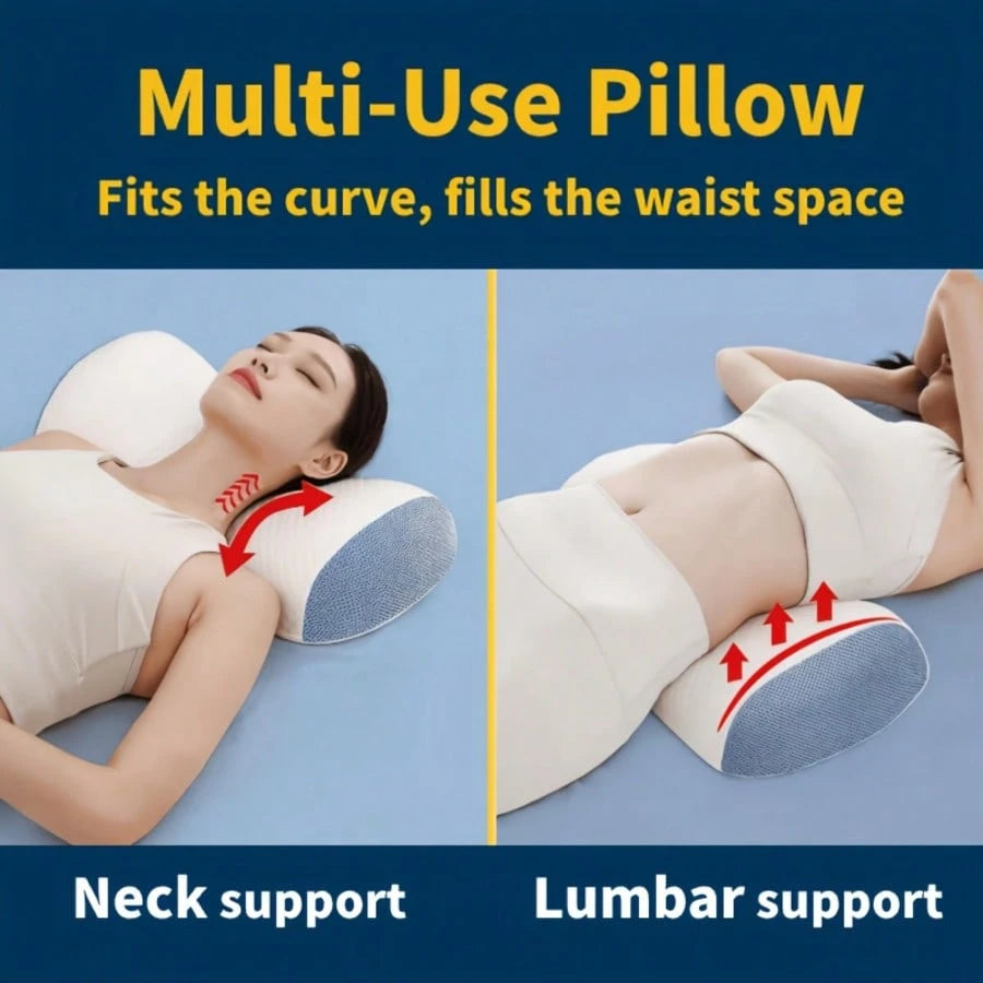 Memory Foam Sleeping Lumbar Pillow For Bed Use, Ergonomic Lumbar Support Cushion, Comfortable Pillow For Waist Protection