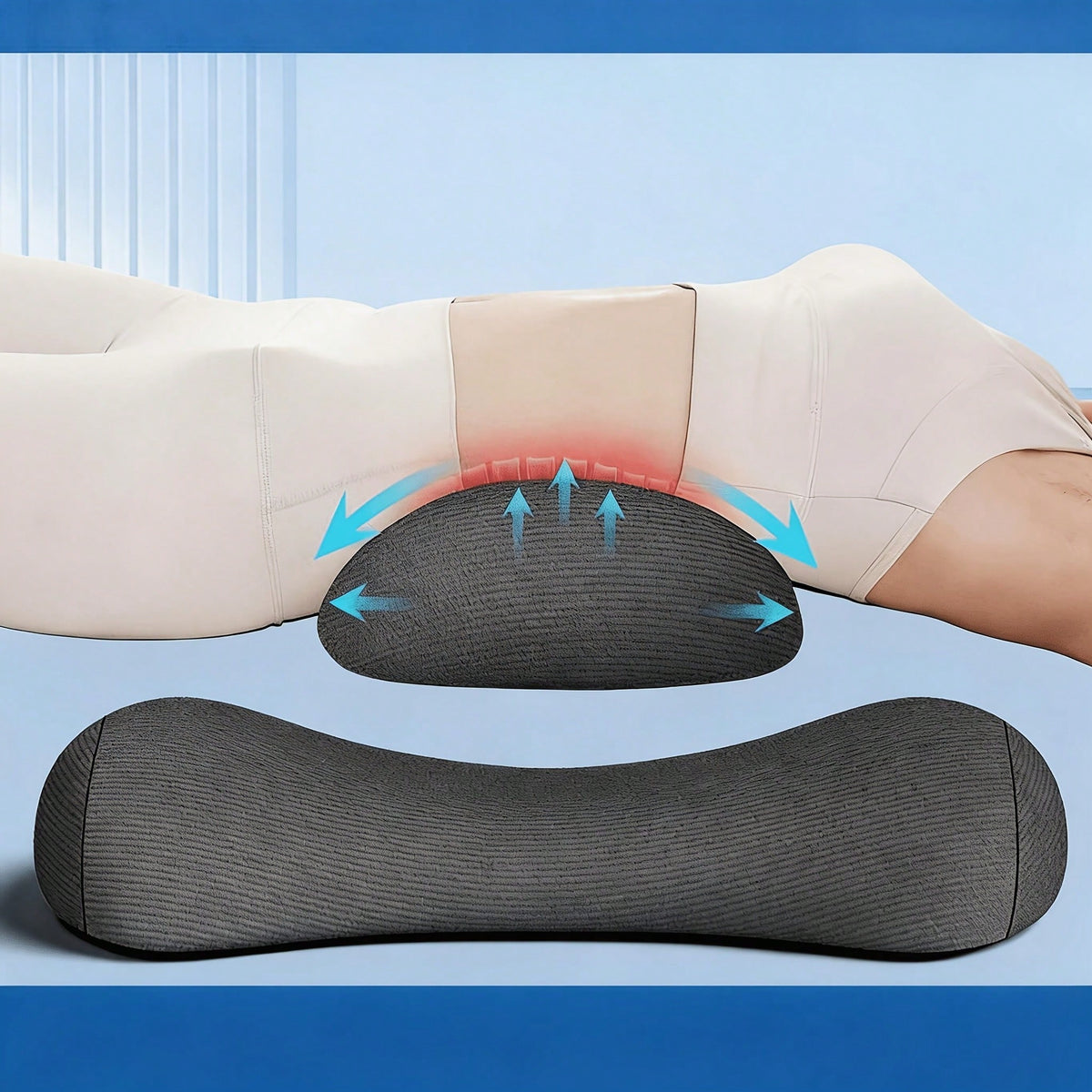 Memory Foam Sleeping Lumbar Pillow For Bed Use, Ergonomic Lumbar Support Cushion, Comfortable Pillow For Waist Protection