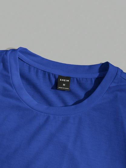 Men 3pcs Solid Lounge Short Sleeve Top