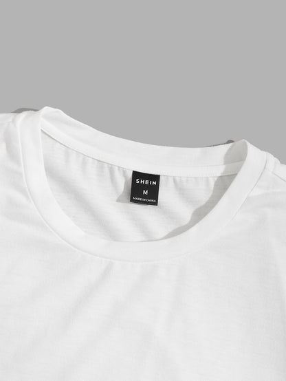 Men 3pcs Solid Lounge Short Sleeve Top