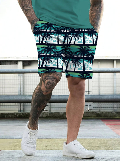 Men's Casual And Fashionable 3D Printed Sport Short-Sleeved Short Pants Set