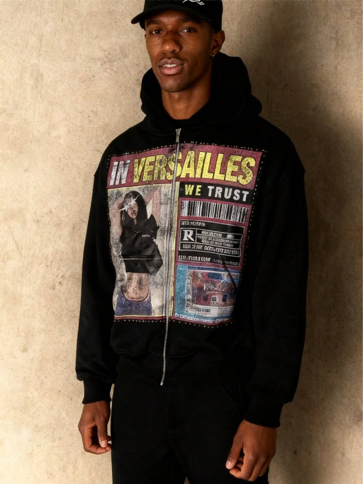Men's Casual Retro Street Hoodie, Black Zipper Hoodie, Versatile Casual Zipper Jacket, Aesthetic
