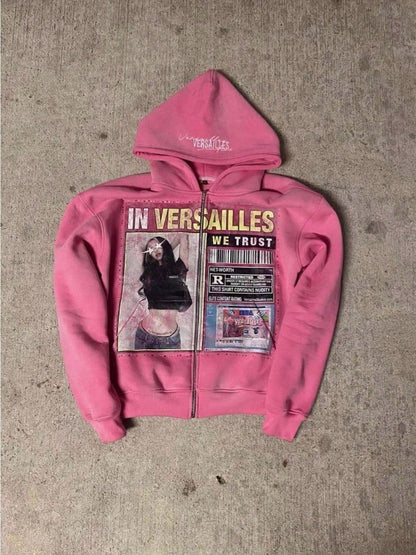 Men's Casual Retro Street Hoodie, Black Zipper Hoodie, Versatile Casual Zipper Jacket, Aesthetic