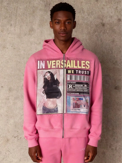 Men's Casual Retro Street Hoodie, Black Zipper Hoodie, Versatile Casual Zipper Jacket, Aesthetic