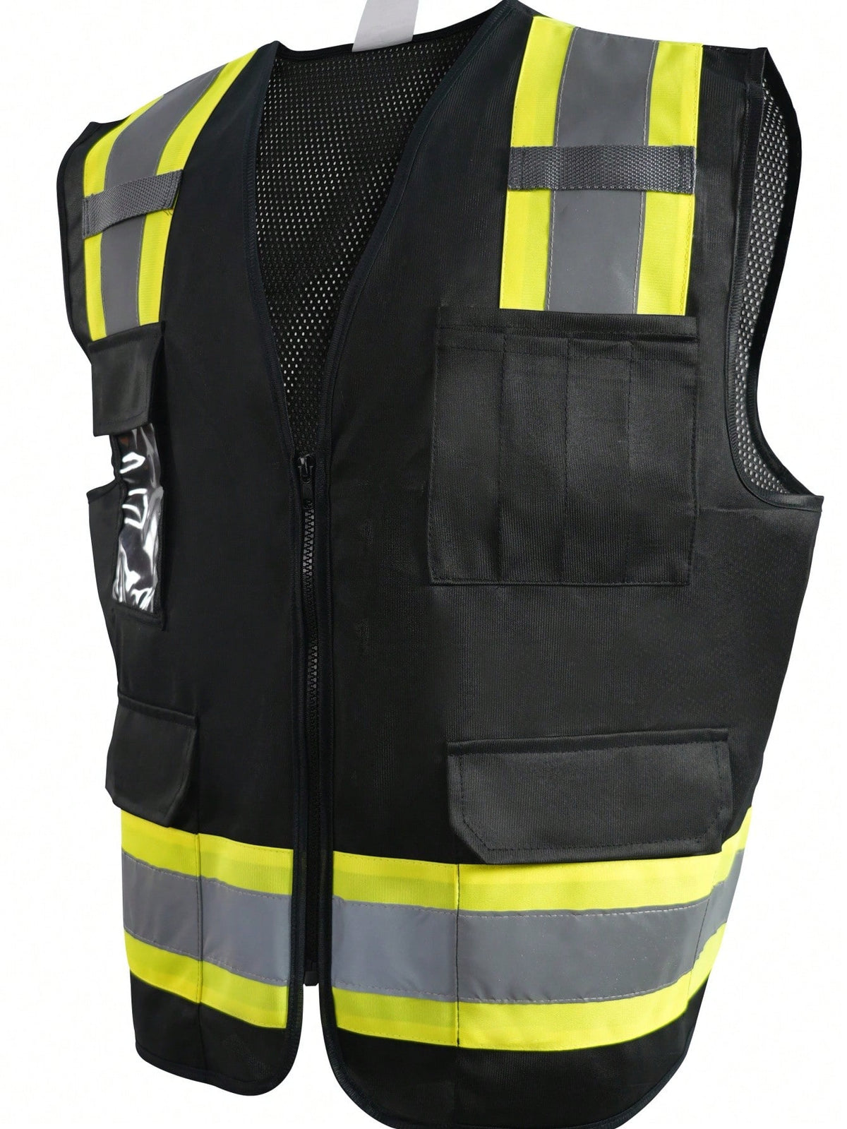 Men's High-Vis Reflective Safety Vest Workwear- Zipper Front Multi Pockets Lightweight Hi Vis Vest For Construction & Outdoor Work
