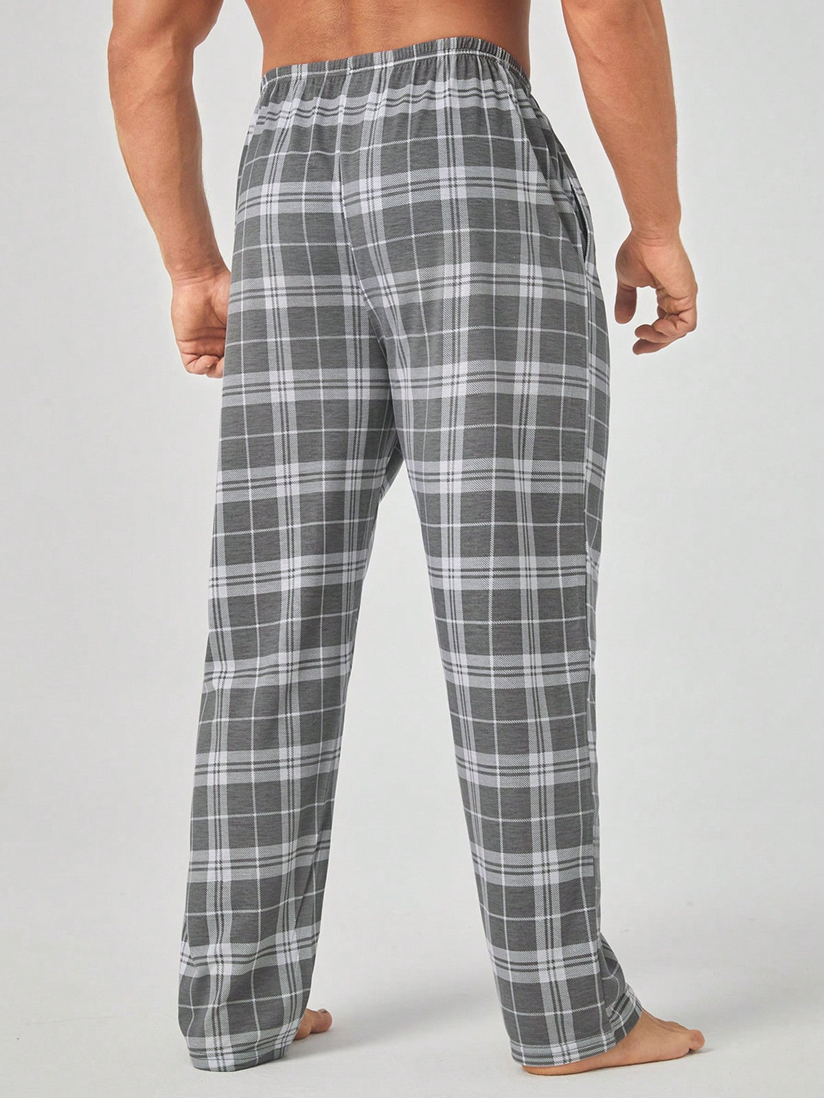 Men's Plaid Elastic Waist Lounge Pants, Winter