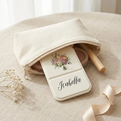 MerexSync Personalized Square Makeup Mirror, Customizable Name And Logo Pocket Mirror, Bridesmaid, Best Friend, Mother's Day Gift, Folding Makeup Mirror, Floral Travel Makeup Mirror, Birthday Flower M
