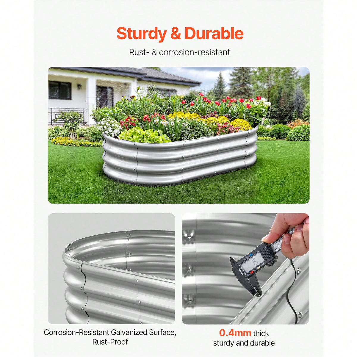 Metal Raised Garden Bed, 4 X 2 X 1 Ft Oval Outdoor Galvanized Planter Garden Box, Open Bottom Design, Large Planter Raised Bed For Growing Vegetables, Flowers, And Succulents, Galvanized Color