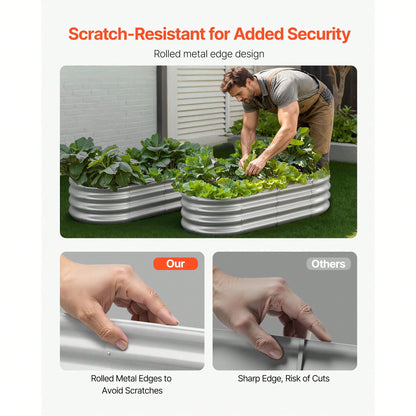 Metal Raised Garden Bed, 4 X 2 X 1 Ft Oval Outdoor Galvanized Planter Garden Box, Open Bottom Design, Large Planter Raised Bed For Growing Vegetables, Flowers, And Succulents, Galvanized Color