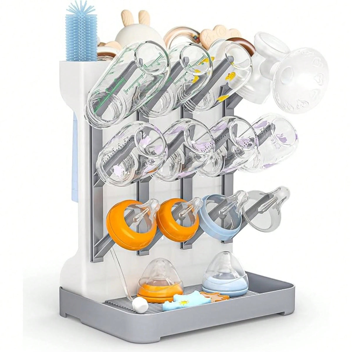 Milk Bottle Drying Rack, Nursery Bottle Dryer Stand, Baby Bottle Holder Storage Box