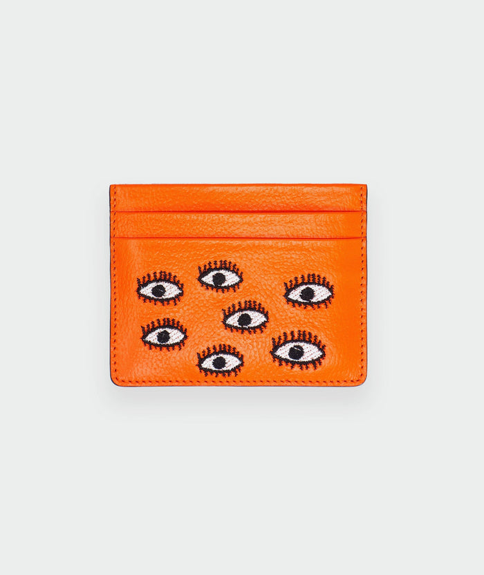 Min & Mon - Filium Neon Orange Leather Cardholder - All Over Eyes