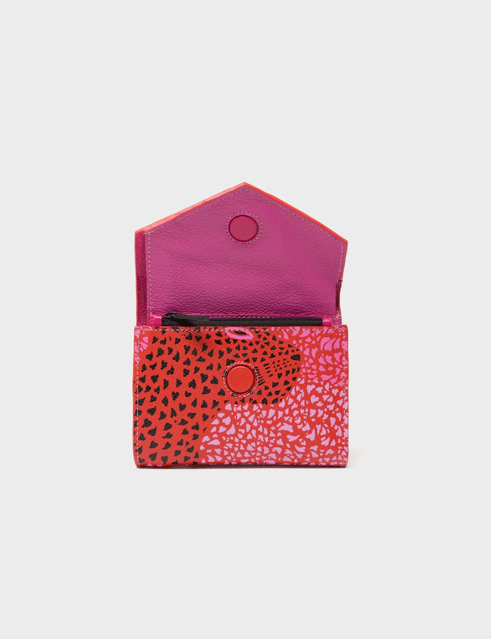 Min & Mon - Fiona Poppy Red Leather Wallet - Retro Tiger