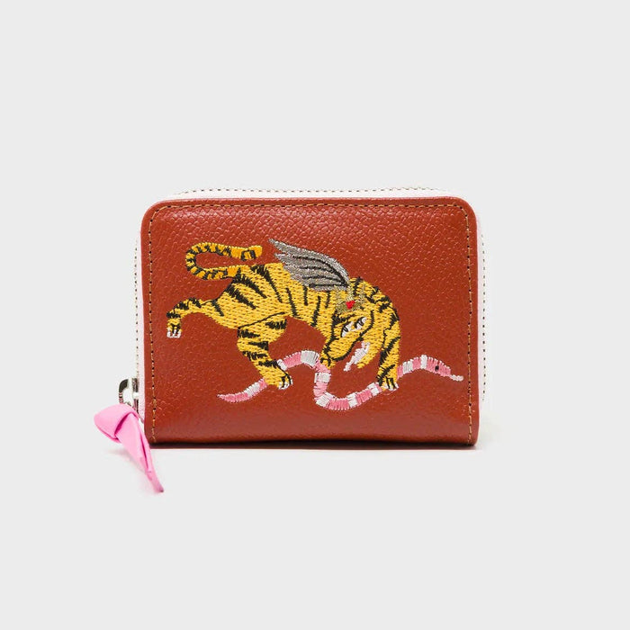 Min & Mon - Frodo Baked City Brown Leather Zip Around Wallet - Winged Tiger