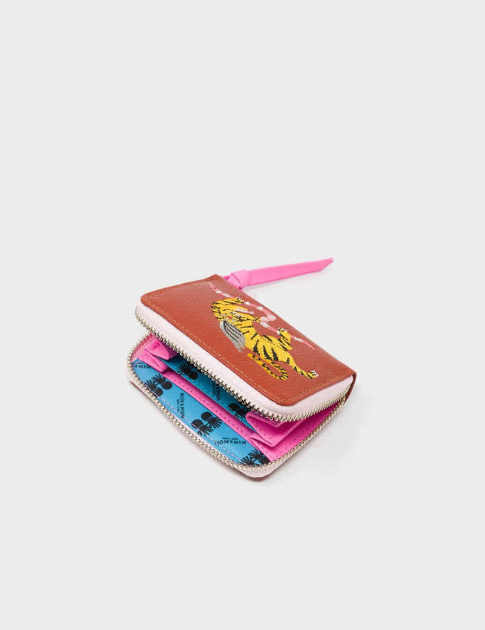 Min & Mon - Frodo Baked City Brown Leather Zip Around Wallet - Winged Tiger