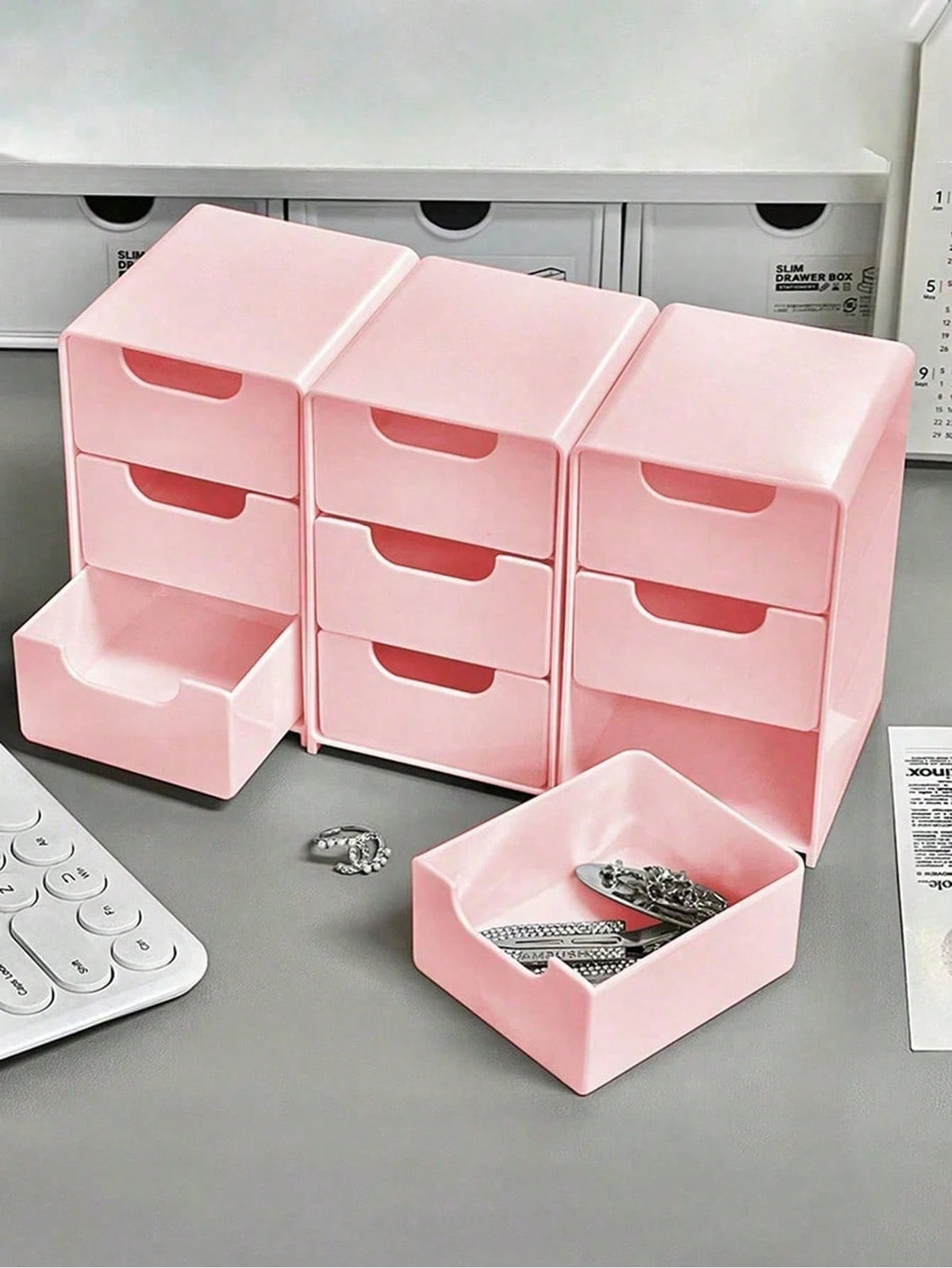 Mini 3-Tier Drawer Storage Box, Suitable For Storing Jewelry, Hair Accessories, Earrings And Other Small Items, Can Be Used In Furniture, Office, Study, Bedroom, Bathroom. 3-Tier Desktop Storage Box
