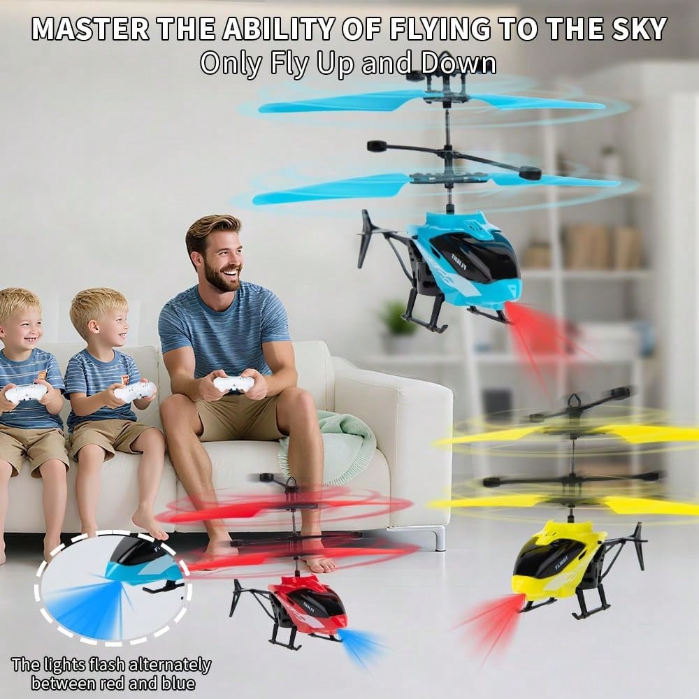 Mini Toy Airplane Gesture Sensing Indoor Flying Helicopter Toys, Remote-Controlled Helicopter Children's Toys With LED Lights, Birthday Gifts For Boys And Girls (Red)