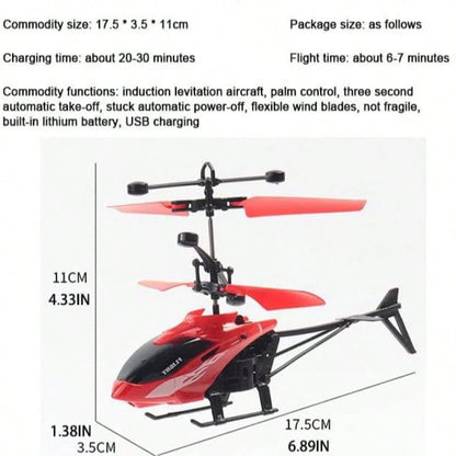 Mini Toy Airplane Gesture Sensing Indoor Flying Helicopter Toys, Remote-Controlled Helicopter Children's Toys With LED Lights, Birthday Gifts For Boys And Girls (Red)