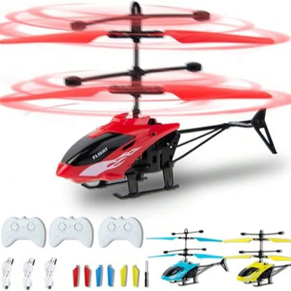 Mini Toy Airplane Gesture Sensing Indoor Flying Helicopter Toys, Remote-Controlled Helicopter Children's Toys With LED Lights, Birthday Gifts For Boys And Girls (Red)