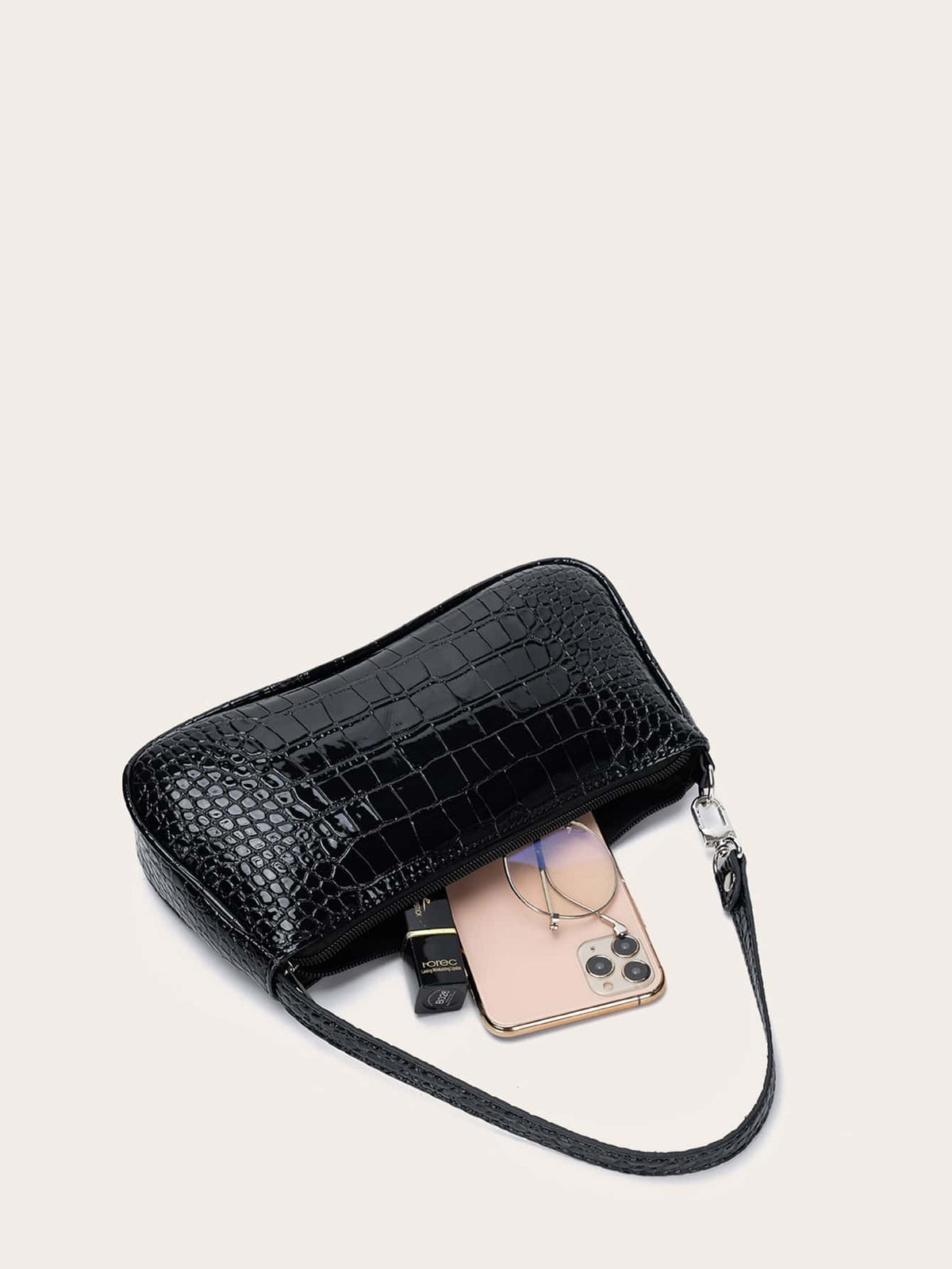 Minimalist Crocodile Pattern Shoulder Bag Bag All-Match Women's Underarm Purse Waterproof,Lightweight,Business Casual Crocodile Bag For Teen Girls Women College Students,Rookies & White-Collar Workers