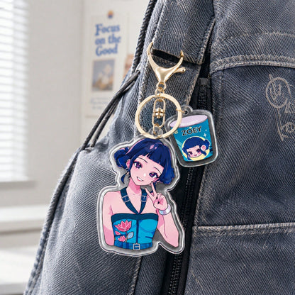 MINISO Demon Hunter Girl Group IP Acrylic Keychain Creative Character Charm Back To School Backpack Pendant Durable Aesthetic Kawaii Accessory For Daily Decor
