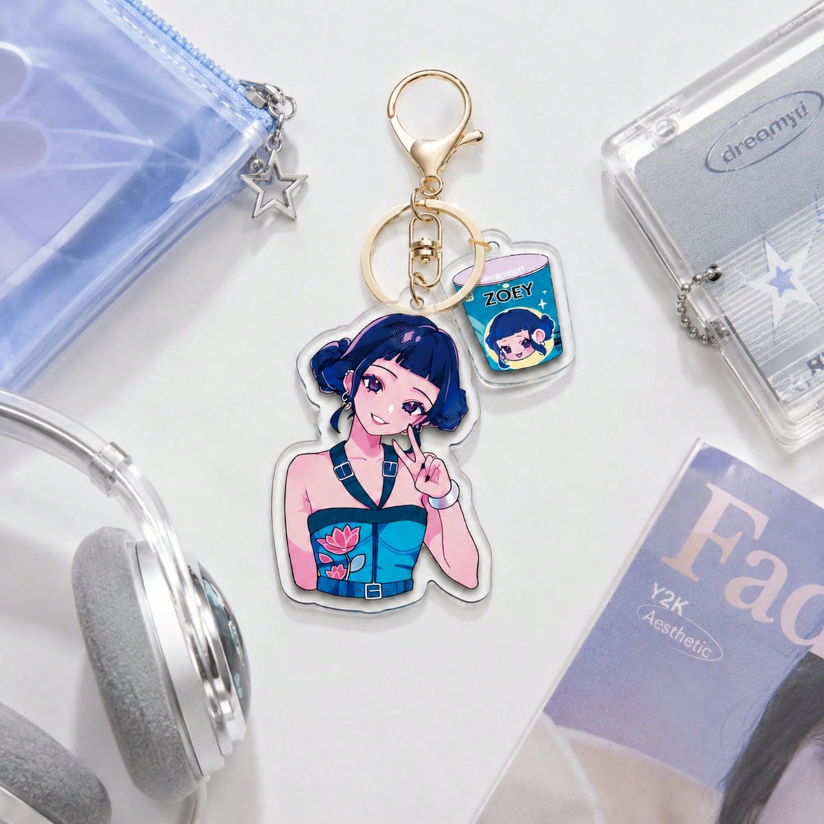 MINISO Demon Hunter Girl Group IP Acrylic Keychain Creative Character Charm Back To School Backpack Pendant Durable Aesthetic Kawaii Accessory For Daily Decor