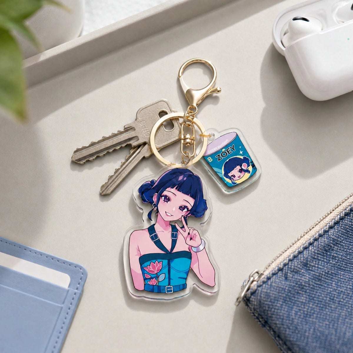 MINISO Demon Hunter Girl Group IP Acrylic Keychain Creative Character Charm Back To School Backpack Pendant Durable Aesthetic Kawaii Accessory For Daily Decor