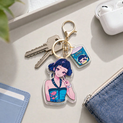MINISO Demon Hunter Girl Group IP Acrylic Keychain Creative Character Charm Back To School Backpack Pendant Durable Aesthetic Kawaii Accessory For Daily Decor