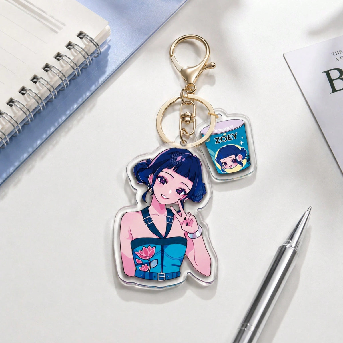 MINISO Demon Hunter Girl Group IP Acrylic Keychain Creative Character Charm Back To School Backpack Pendant Durable Aesthetic Kawaii Accessory For Daily Decor