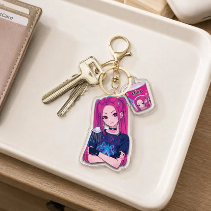 MINISO Demon Hunter Girl Group IP Acrylic Keychain Creative Character Charm Back To School Backpack Pendant Durable Aesthetic Kawaii Accessory For Daily Decor