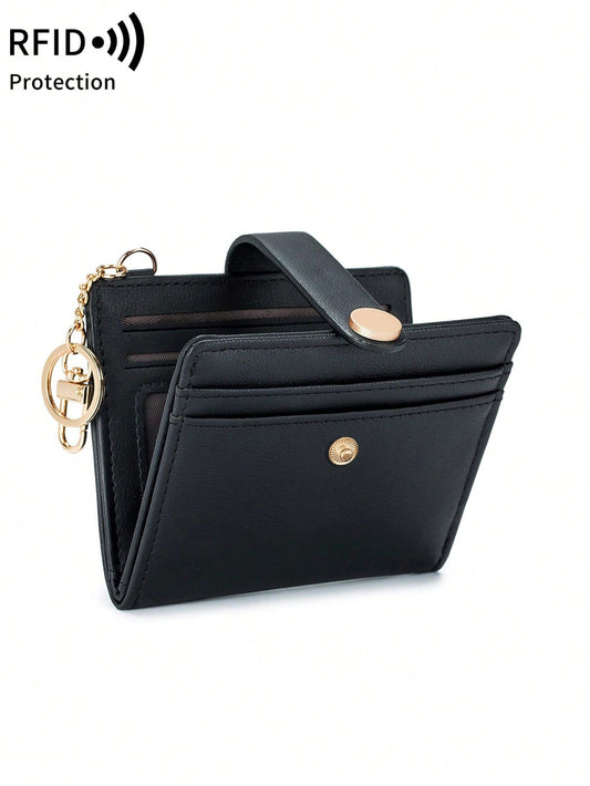 MIYIN Women's Super Thin Wallet, RFID Blocking Bifold Credit Card Holder With Zipper Coin Pouch, ID Window And Key Ring, Fashionable And Lightweight, Suitable For Daily Use, Can Hold ID Cards, Cards