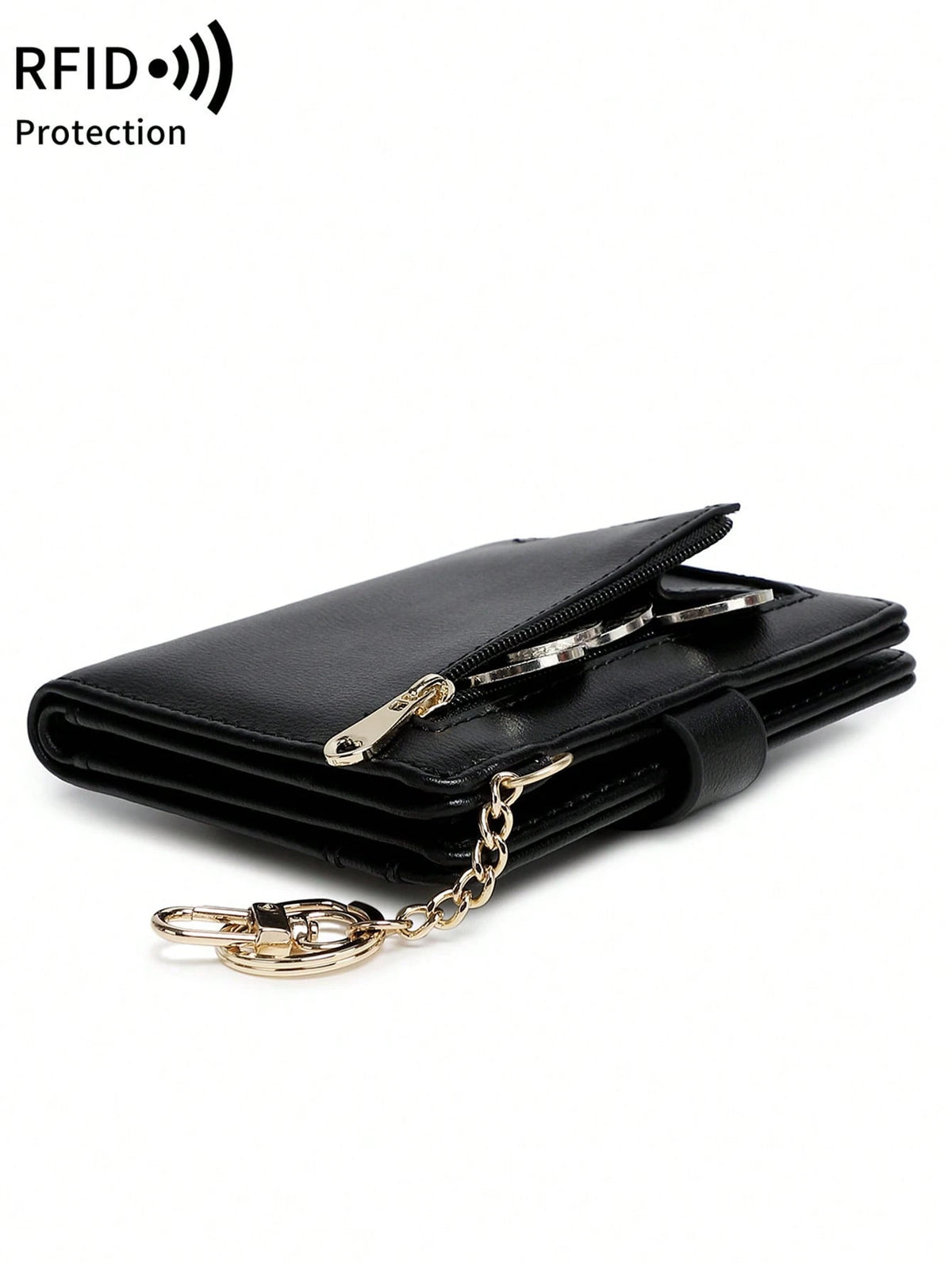 MIYIN Women's Super Thin Wallet, RFID Blocking Bifold Credit Card Holder With Zipper Coin Pouch, ID Window And Key Ring, Fashionable And Lightweight, Suitable For Daily Use, Can Hold ID Cards, Cards