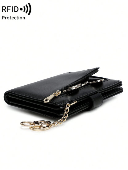 MIYIN Women's Super Thin Wallet, RFID Blocking Bifold Credit Card Holder With Zipper Coin Pouch, ID Window And Key Ring, Fashionable And Lightweight, Suitable For Daily Use, Can Hold ID Cards, Cards